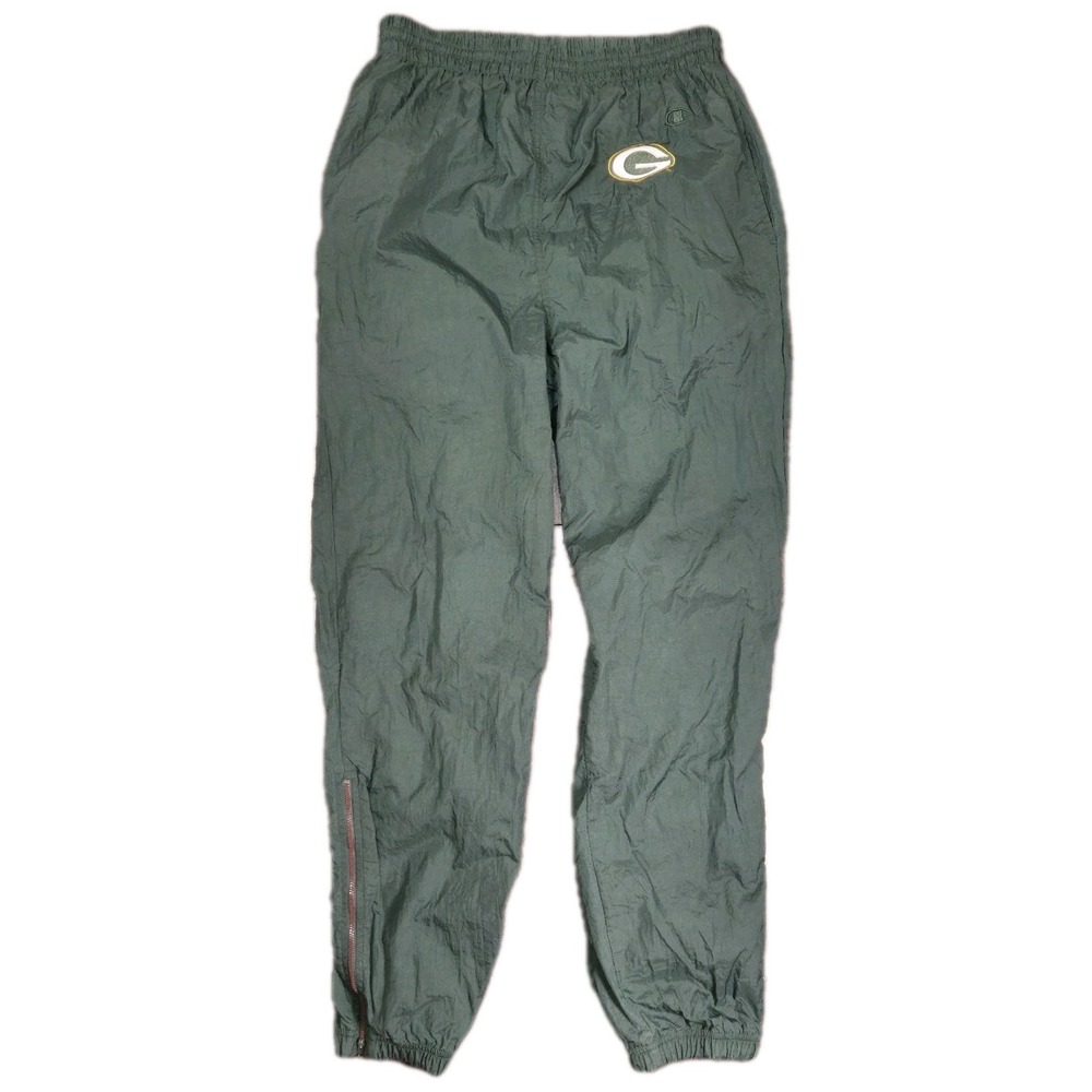 VTG 90s Champion Green Bay Packers Windbreaker Ankle Zip Track Pants Mens Medium